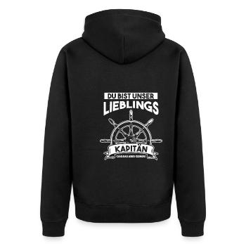 Kapitän Boot Bootsbesitzer Geschenk - Unisex Premium Bio Zip Hoodie - Schwarz - Hinten - Nico (187cm)