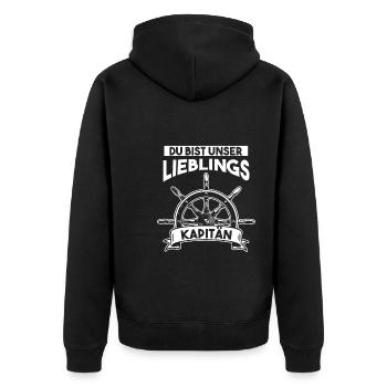 Kapitän Boot Motorboot Geschenk - Unisex Premium Bio Zip Hoodie - Schwarz - Hinten - Nico (187cm)