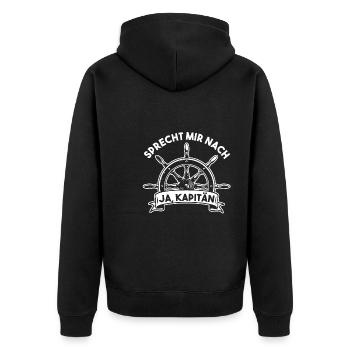 Kapitän Boot Bootsbesitzer Geschenk - Unisex Premium Bio Zip Hoodie - Schwarz - Hinten - Nico (187cm)
