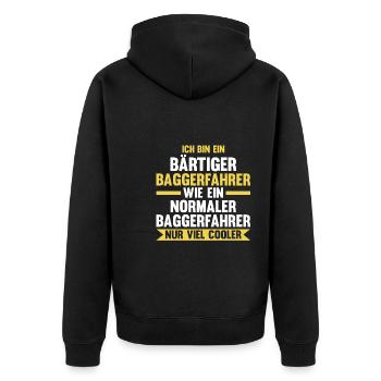 Baggerfahrer Job Baggerführer Geschenk - Unisex Premium Bio Zip Hoodie - Schwarz - Hinten - Nico (187cm)