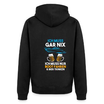 Boot Bier Bootsfahrer Geschenk - Unisex Premium Bio Zip Hoodie - Schwarz - Hinten - Nico (187cm)