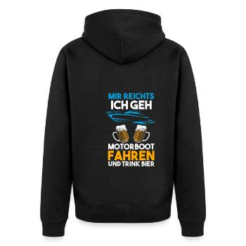 Motorboot Bier Bootsbesitzer Geschenk - Unisex Premium Bio Zip Hoodie - Schwarz - Hinten - Nico (187cm)