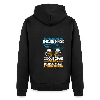 Motorboot Opa Bootfahren Geschenk - Unisex Premium Bio Zip Hoodie - Schwarz - Hinten - Nico (187cm)