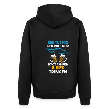 Boot Bier Bootsfahrer Geschenk - Unisex Premium Bio Zip Hoodie - Schwarz - Hinten - Nico (187cm)