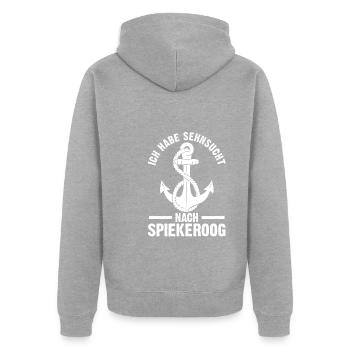 Spiekeroog Norddeutschland Ostfriesische Inseln G - Unisex Premium Bio Zip Hoodie - Grau meliert - Hinten - Nico (187cm)