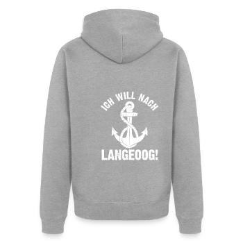 Langeoog Norddeutschland Seefahrer Geschenk - Unisex Premium Bio Zip Hoodie - Grau meliert - Hinten - Nico (187cm)