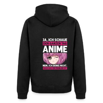 Otaku Japan Anime Merch Anime Merch Geschenk - Unisex Premium Bio Zip Hoodie - Schwarz - Hinten - Nico (187cm)
