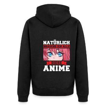 Otaku Japan Anime Merch Anime Merch Geschenk - Unisex Premium Bio Zip Hoodie - Schwarz - Hinten - Nico (187cm)