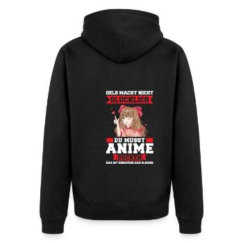 Otaku Japan Anime Merch Anime Merch Geschenk - Unisex Premium Bio Zip Hoodie - Schwarz - Hinten - Nico (187cm)