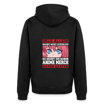 Otaku Japan Anime Merch Anime Merch Geschenk - Unisex Premium Bio Zip Hoodie - Schwarz - Hinten - Nico (187cm)