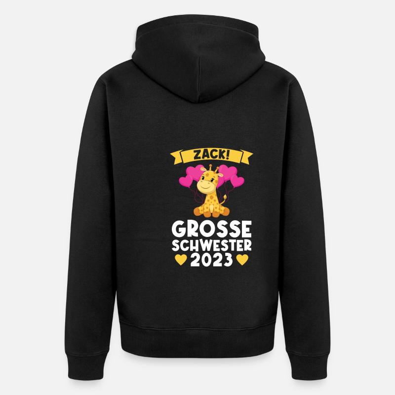 Schwestern Giraffe Grosse Schwester Geschenk - Unisex Premium Bio Zip Hoodie - Schwarz