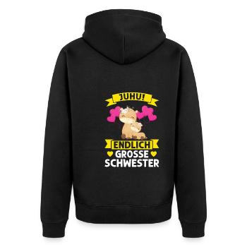2 Giraffen Grosse Schwester Schwestern Geschenk - Unisex Premium Bio Zip Hoodie - Schwarz - Hinten - Nico (187cm)