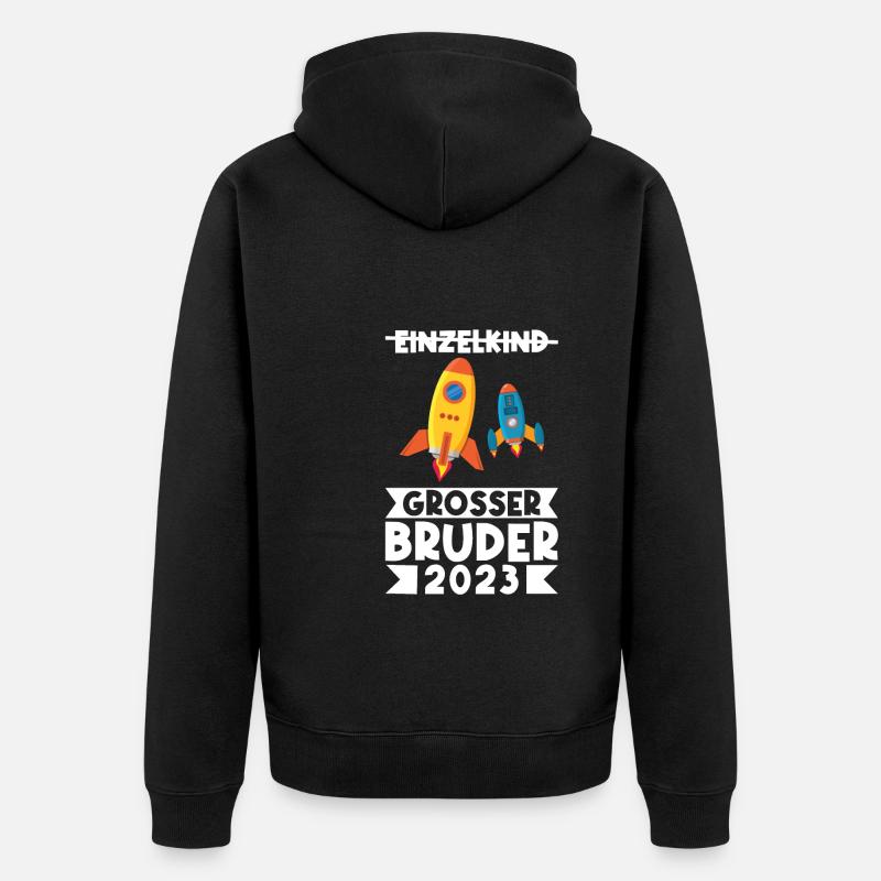 Rakete grosser Bruder Bruder Geschenk - Unisex Premium Bio Zip Hoodie - Schwarz