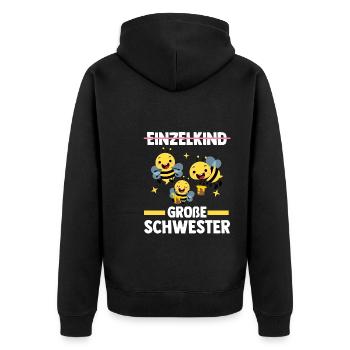 Schwester Bienen Große Schwester Geschwister Gesch - Unisex Premium Bio Zip Hoodie - Schwarz - Hinten - Nico (187cm)