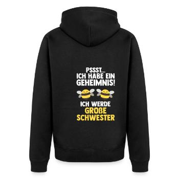 Schwester Bienen grosse Schwester Geschwister Gesc - Unisex Premium Bio Zip Hoodie - Schwarz - Hinten - Nico (187cm)