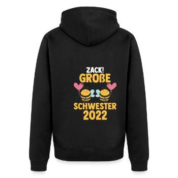 Schwester Bienen grosse Schwester Geschwister Gesc - Unisex Premium Bio Zip Hoodie - Schwarz - Hinten - Nico (187cm)