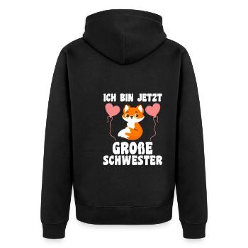 Schwestern Fuchs grosse Schwester Fuchs Geschenk - Unisex Premium Bio Zip Hoodie - Schwarz - Hinten - Nico (187cm)