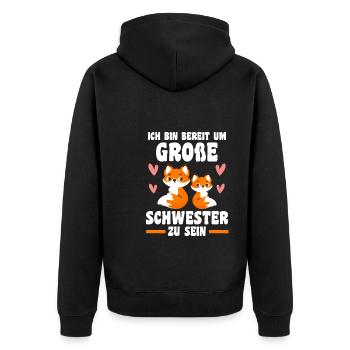 Schwestern Fuchs grosse Schwester Fuchs Geschenk - Unisex Premium Bio Zip Hoodie - Schwarz - Hinten - Nico (187cm)