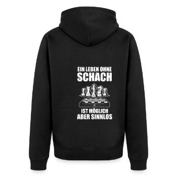 Schachspieler Schach Schach spielen Geschenk - Unisex Premium Bio Zip Hoodie - Schwarz - Hinten - Nico (187cm)