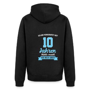 Hochzeit 10 Jahre verheiraten Braut Geschenk - Unisex Premium Bio Zip Hoodie - Schwarz - Hinten - Nico (187cm)