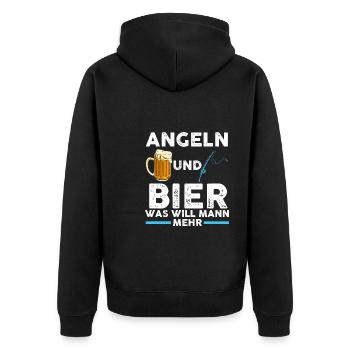 Fisch Fischer Angler angeln Geschenk - Unisex Premium Bio Zip Hoodie - Schwarz - Hinten - Nico (187cm)