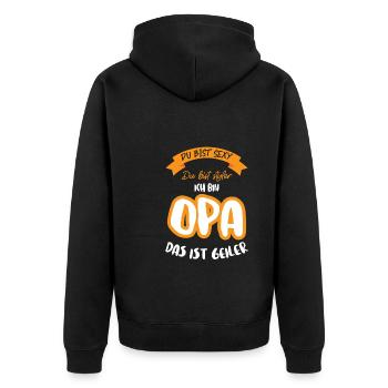Opas Opa Opas Geschenk - Unisex Premium Bio Zip Hoodie - Schwarz - Hinten - Nico (187cm)