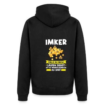Imker Bienen Bienenzüchter Geschenk - Unisex Premium Bio Zip Hoodie - Schwarz - Hinten - Nico (187cm)