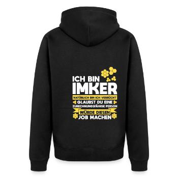 Imker Bienen Honig Geschenk - Unisex Premium Bio Zip Hoodie - Schwarz - Hinten - Nico (187cm)