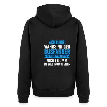 Busfahrer Job Busfahren Geschenk - Unisex Premium Bio Zip Hoodie - Schwarz - Hinten - Nico (187cm)