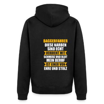 Baggerfahrer Job Bagger Geschenk - Unisex Premium Bio Zip Hoodie - Schwarz - Hinten - Nico (187cm)