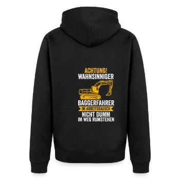 Baggerfahrer Job Bagger Geschenk - Unisex Premium Bio Zip Hoodie - Schwarz - Hinten - Nico (187cm)