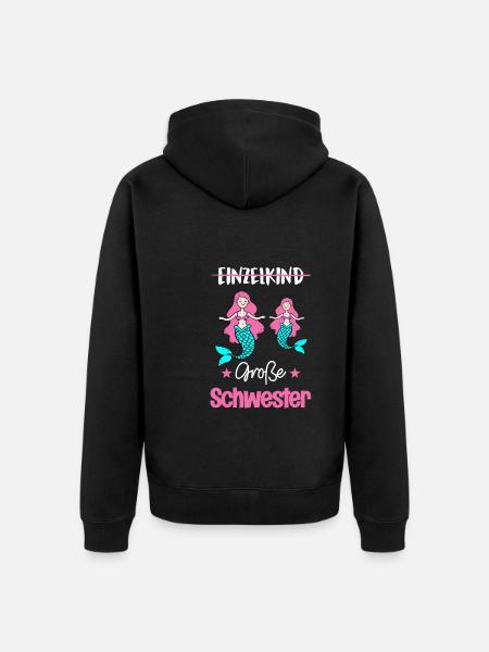 Große Schwester Meerjungfrau Kinder Geschenk - Unisex Premium Bio Zip Hoodie - Schwarz