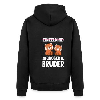 Großer Bruder Katzen Grosser Bruder Geschenk - Unisex Premium Bio Zip Hoodie - Schwarz - Hinten - Nico (187cm)