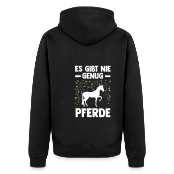 Reiten Pferd Pferde Geschenk - Unisex Premium Bio Zip Hoodie - Schwarz - Hinten - Nico (187cm)