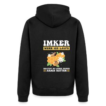 Imker Bienen Bienenzüchter Geschenk - Unisex Premium Bio Zip Hoodie - Schwarz - Hinten - Nico (187cm)