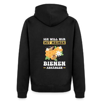 Imker Bienen Bienenzüchter Geschenk - Unisex Premium Bio Zip Hoodie - Schwarz - Hinten - Nico (187cm)