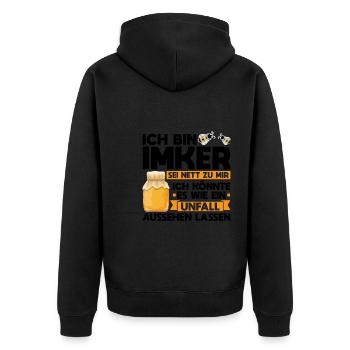 Imker Bienen Bienenzüchter Geschenk - Unisex Premium Bio Zip Hoodie - Schwarz - Hinten - Nico (187cm)