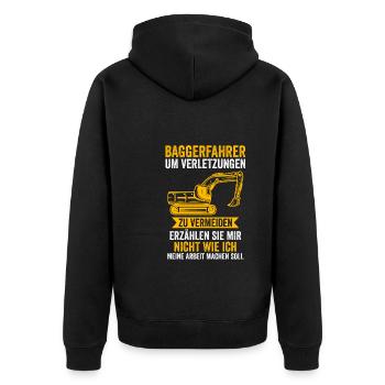Baggerfahrer Job Baumaschine Geschenk - Unisex Premium Bio Zip Hoodie - Schwarz - Hinten - Nico (187cm)