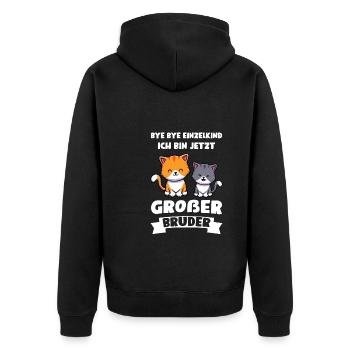 Großer Bruder Katzen Grosser Bruder Geschenk - Unisex Premium Bio Zip Hoodie - Schwarz - Hinten - Nico (187cm)