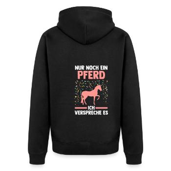 Reiten Pferd Reiter Geschenk - Unisex Premium Bio Zip Hoodie - Schwarz - Hinten - Nico (187cm)