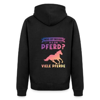 Reiten Pferd Pferdeliebhaber Geschenk - Unisex Premium Bio Zip Hoodie - Schwarz - Hinten - Nico (187cm)