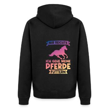 Reiten Pferd Pferde Geschenk - Unisex Premium Bio Zip Hoodie - Schwarz - Hinten - Nico (187cm)