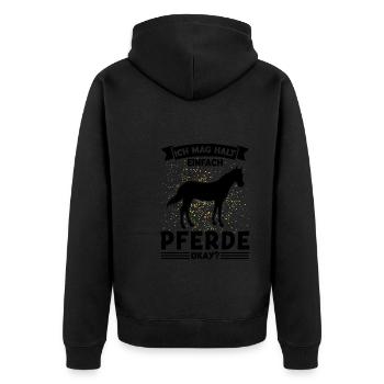 Reiten Pferd Reiter Geschenk - Unisex Premium Bio Zip Hoodie - Schwarz - Hinten - Nico (187cm)