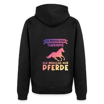 Reiten Pferd Pferde Geschenk - Unisex Premium Bio Zip Hoodie - Schwarz - Hinten - Nico (187cm)