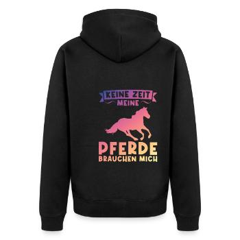Reiten Pferd Reiter Geschenk - Unisex Premium Bio Zip Hoodie - Schwarz - Hinten - Nico (187cm)