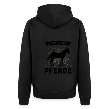 Reiterin Pferd Reiter Geschenk - Unisex Premium Bio Zip Hoodie - Schwarz - Hinten - Nico (187cm)