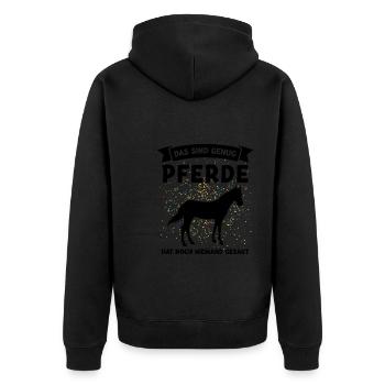Reiten Pferd Reiter Geschenk - Unisex Premium Bio Zip Hoodie - Schwarz - Hinten - Nico (187cm)