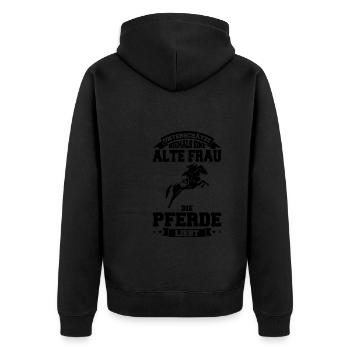 Reiten Pferd Pferdeliebhaberin Geschenk - Unisex Premium Bio Zip Hoodie - Schwarz - Hinten - Nico (187cm)