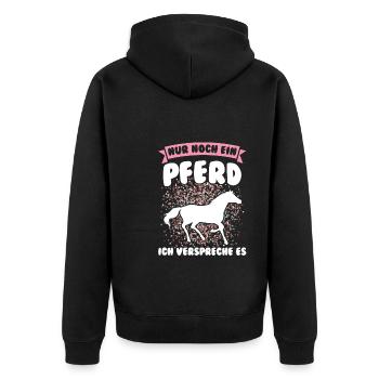 Reiten Pferd Pferdesport Geschenk - Unisex Premium Bio Zip Hoodie - Schwarz - Hinten - Nico (187cm)