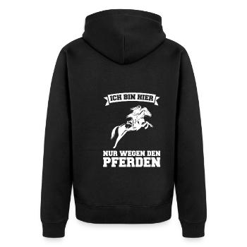 Reiten Pferd Pferde Geschenk - Unisex Premium Bio Zip Hoodie - Schwarz - Hinten - Nico (187cm)